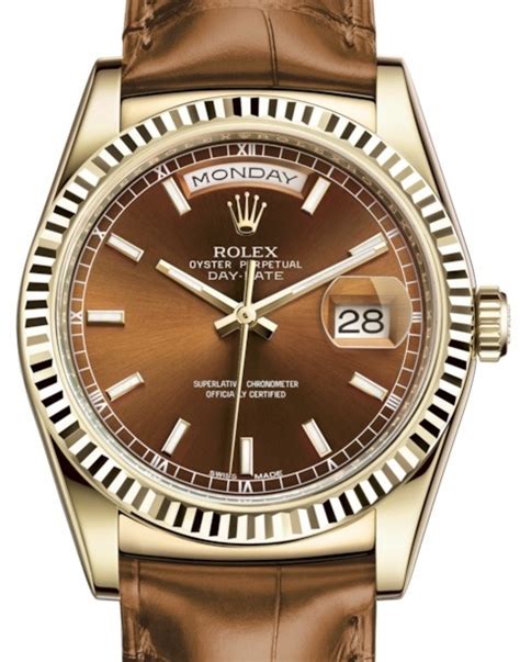 rolex day-date leather strap|rolex day date on strap.